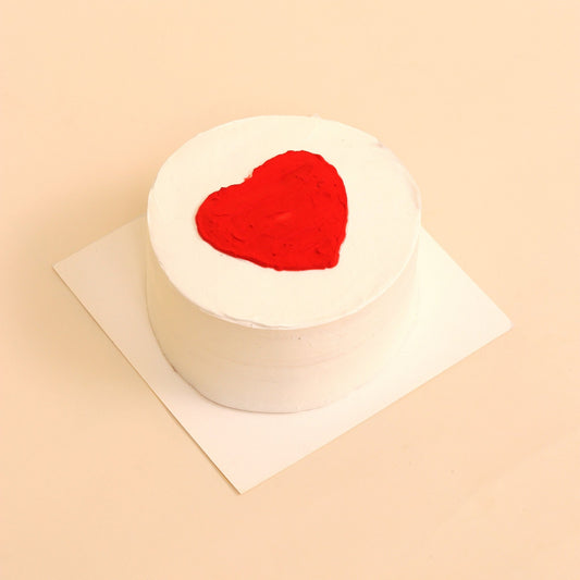 قلب أبيض ودفء أحمر | White Heart Bento Cake - Flowers On The Way