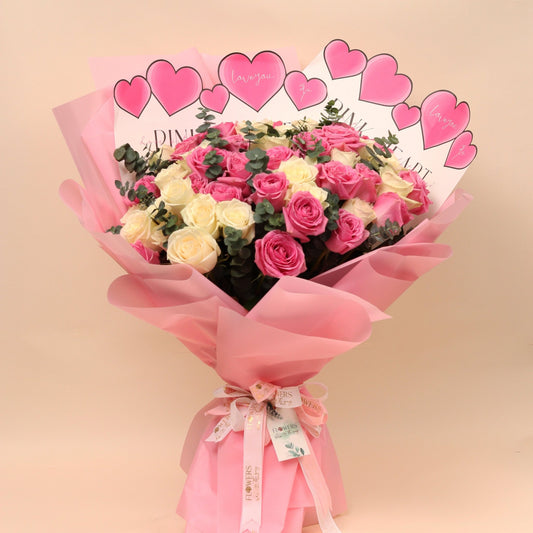 قلبي ورد | Hearted Blooms –50Roses - Flowers On The Way