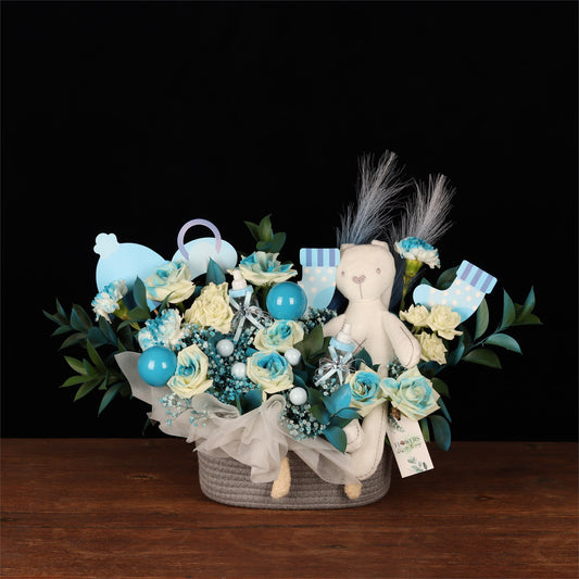 Modern Newborn Boy Fabric Display