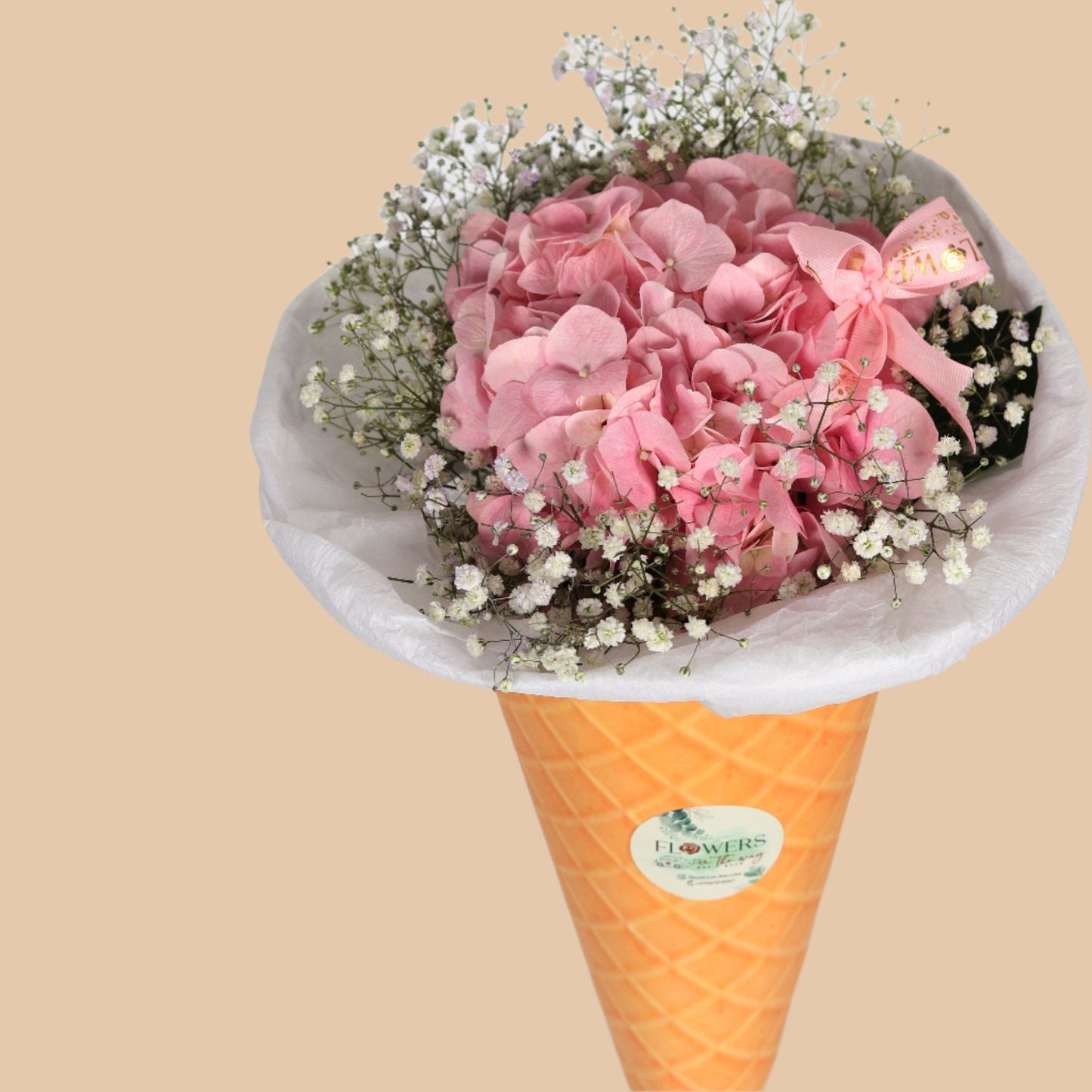 نكهة الورد | Floral Scoop – Pink Hydrangea Ice Cream Bouquet - Flowers On The Way