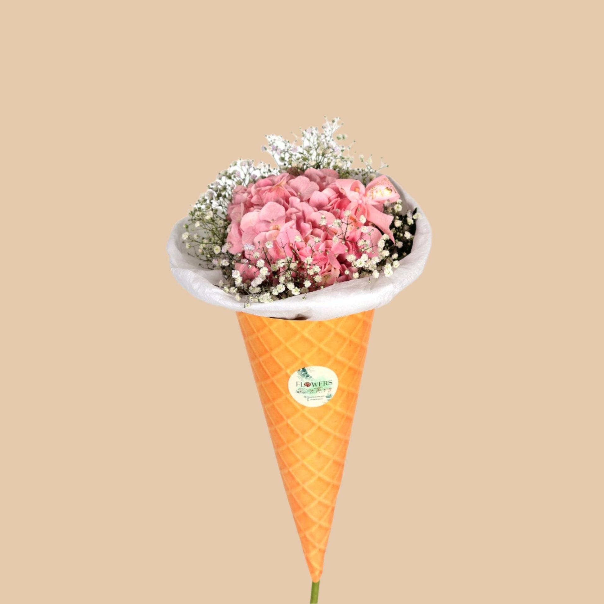 نكهة الورد | Floral Scoop – Pink Hydrangea Ice Cream Bouquet - Flowers On The Way