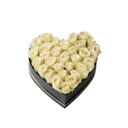 A gift that speaks love and purity — White Heart Box features a medium-sized heart-shaped box filled with elegant white roses. A perfect expression of sincere emotion, ideal for romantic occasions, thoughtful gestures, or classy thank-you gifts. Available with same-day flower delivery in Dubai.&nbsp;