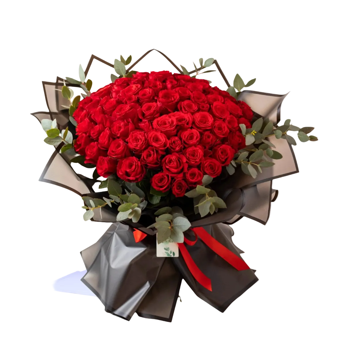 99 red roses... a promise that never fades — Eternal Promise is a luxurious bouquet featuring 99 stunning red roses wrapped in elegant packaging. A timeless expression of love and deep devotion, perfect for anniversaries, romantic milestones, or grand gestures. Available with fast flower delivery in Dubai.