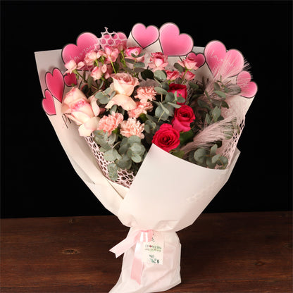 Pink Hearts Get Well Bouquet