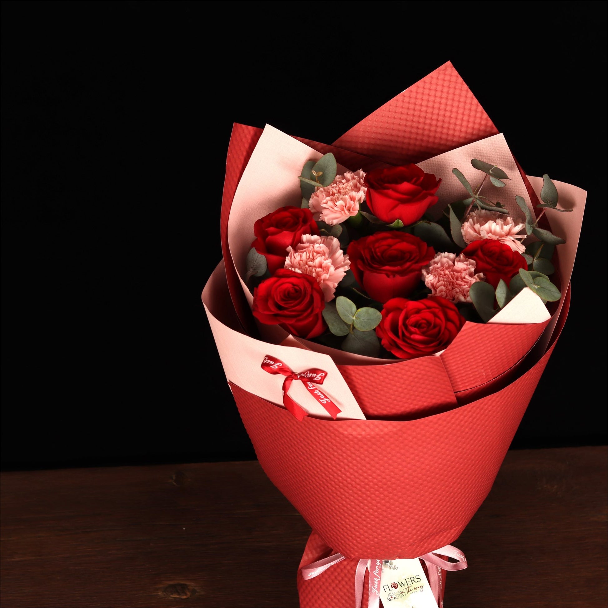 Red Ribbon Rose Bouquet - alternate view