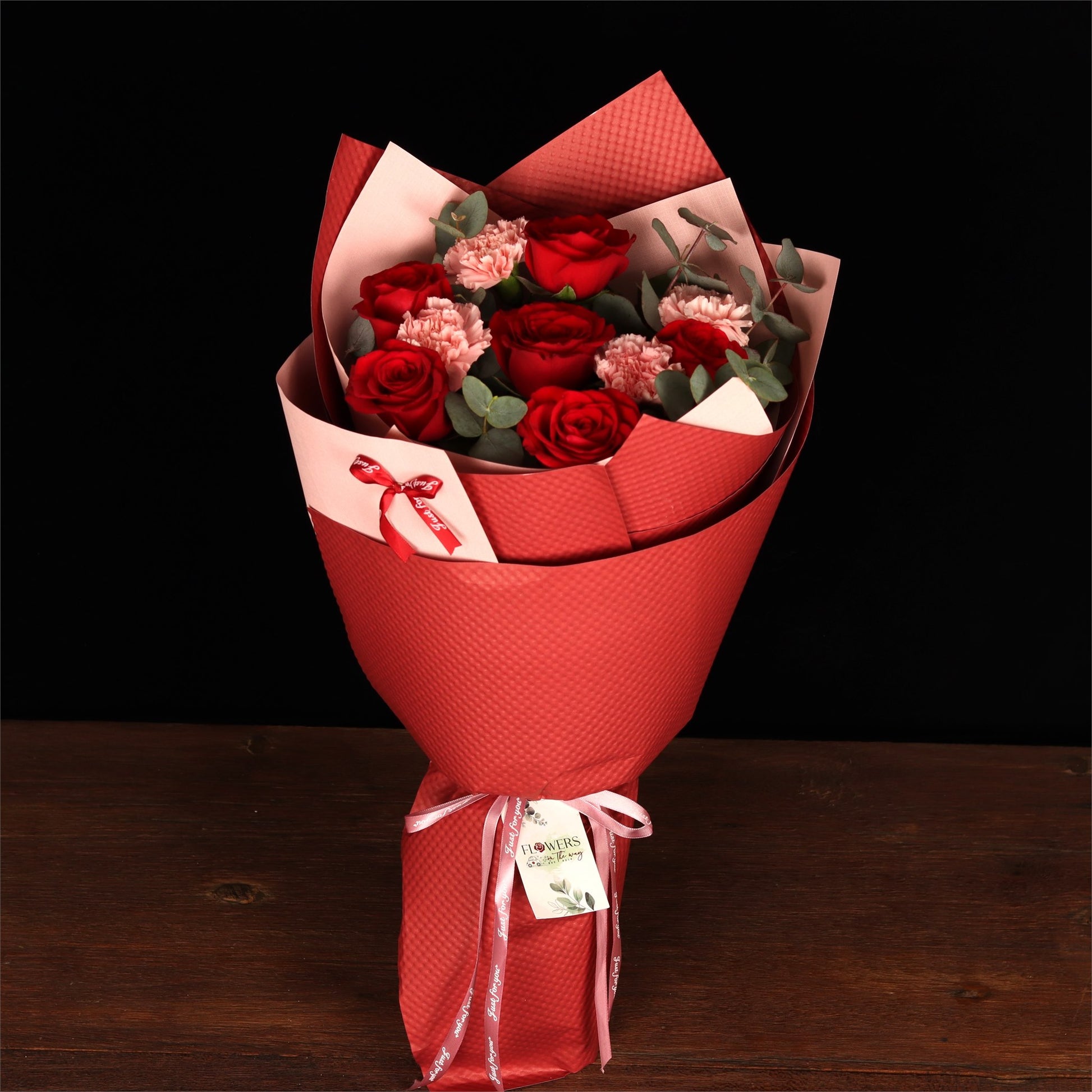 Red Ribbon Rose Bouquet
