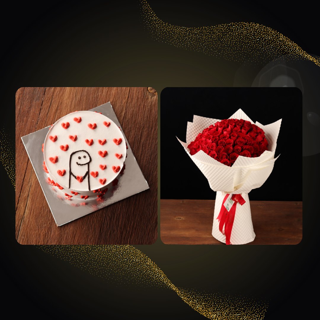 Red Roses & Heart Cake Offer