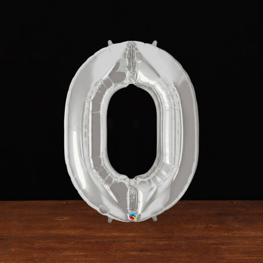 Silver Number 0 Balloon