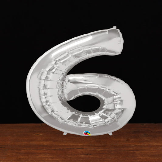 Silver Number 6 Balloon