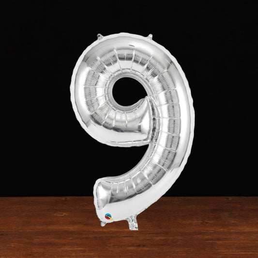 Silver Number 9 Balloon