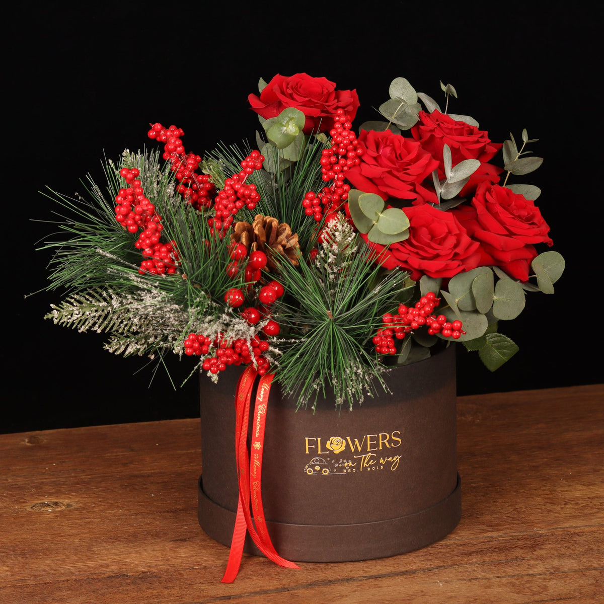 Winterberry Elegance Box - alternate view, Christmas flower box delivery Dubai
